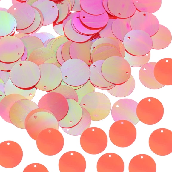 Uxcell 100 Pcs Flat Round Sequins 25mm/1 Inch Loose Paillettes Craft Sewing Sequins with Single Side Hole for DIY Embroidery Clothing Jewelry Making, AB Watermelon