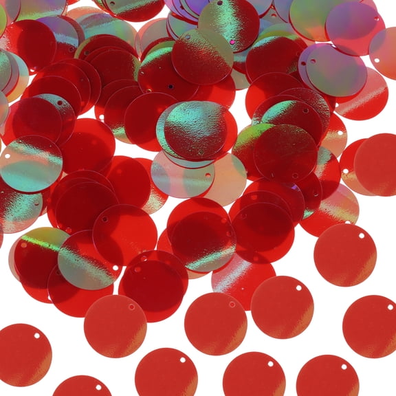Uxcell 100 Pcs Flat Round Sequins 30mm/1.2 Inch Loose Paillettes Craft Sewing Sequins with Single Side Hole for DIY Embroidery Clothing Jewelry Making, AB Red