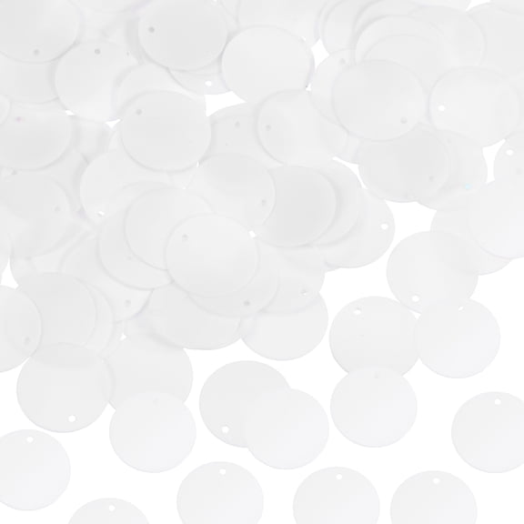 Uxcell 100 Pcs Flat Round Sequins 30mm/1.2 Inch Loose Paillettes Craft Sewing Sequins with Single Side Hole for DIY Embroidery Clothing Jewelry Making, White