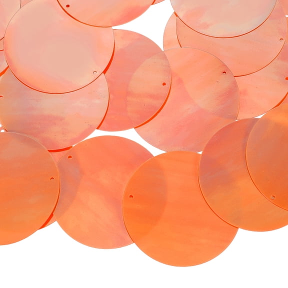 Uxcell 100 Pcs Flat Round Sequins 40mm/1.6 Inch Loose Paillettes Craft Sewing Sequins with Single Side Hole for DIY Embroidery Clothing Jewelry Making, AB Orange