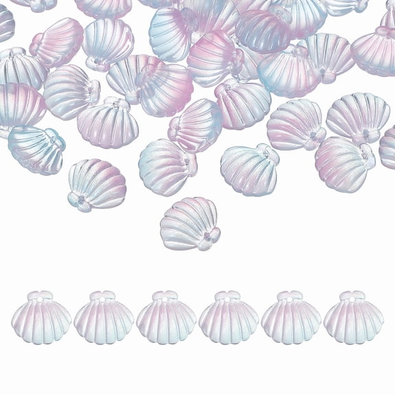 Uxcell 50 Pcs Glass Crystal Bead, Scallop Shape Beads for Jewelry Making, Purple/Blue