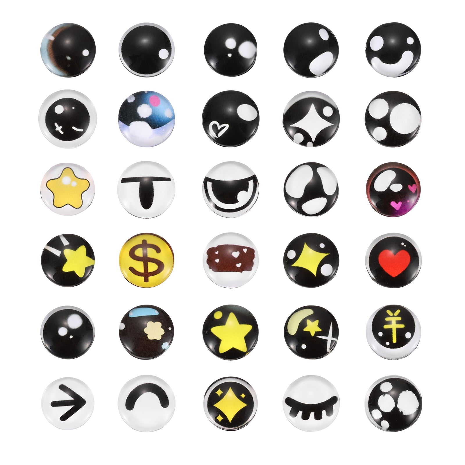 Uxcell 100 Pcs Glass Safety Eyes, 18mm Cabochon Crochet Safety Kawaii Doll Craft Eye for Clay Crochet Animals Handicrafts DIY Jewelry Projects, Blue/Black/White/Yellow/Red (212#)