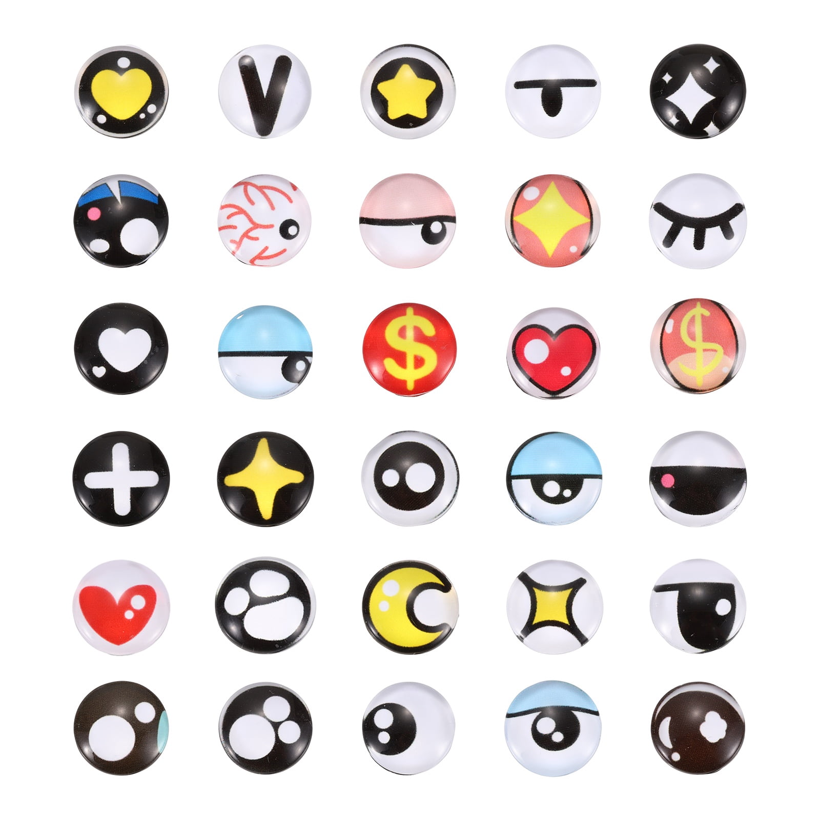 Uxcell 100 Pcs Glass Safety Eyes, 20mm Cabochon Crochet Safety Kawaii Doll Craft Eye for Clay Crochet Animals Handicrafts DIY Jewelry Projects, Blue/Black/White/Yellow/Red (215#)