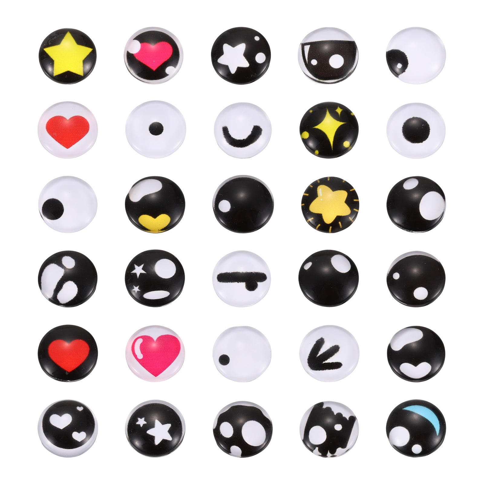 Uxcell 100 Pcs Glass Safety Eyes, 20mm Cabochon Crochet Safety Kawaii Doll Craft Eye for Clay Crochet Animals Handicrafts DIY Jewelry Projects, Blue/Black/White/Yellow/Red (217#)