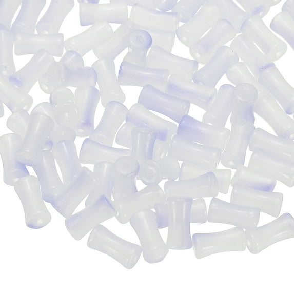 Uxcell 100 Pcs Glass Tube Beads 0.2 x 0.5" Bamboo Stick Tube Beads Gradient Blue