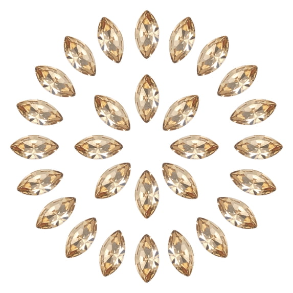 Uxcell 100 Pcs Horse Eye Shape Rhinestones, 10 x 5 mm Marquise Point Back Rhinestone Beads Glass Crystal Faceted Gems for Jewelry Making DIY Crafts Costume Crystal, Champagne