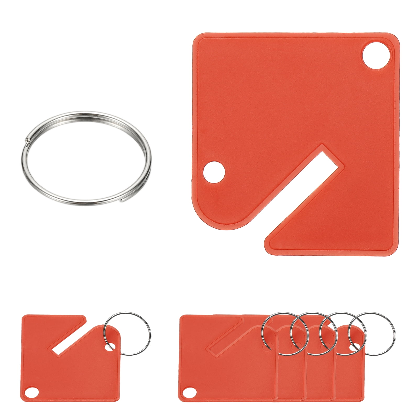Uxcell 100 Pcs Key Tags, 1.5" Plastic Hanging Tag Slotted Key Tags Square Blank Writeable Durable with Metal Ring for Cabinet Boxes Lockers Identifiers Home Garage, Red