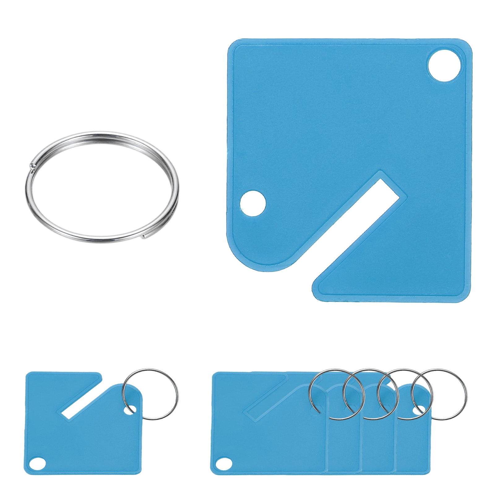 Uxcell 100 Pcs Key Tags, 1.5" Plastic Hanging Tag Slotted Key Tags Square Blank Writeable Durable with Metal Ring for Cabinet Boxes Lockers Identifiers Home Garage, Sky Blue