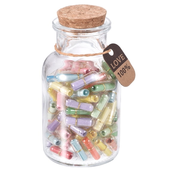 Uxcell 100 Pcs Mini Message Paper Scrolls in A Bottle, Cute Valentine Message Letter Wishing Paper Love Notes for Anniversary Christmas Birthday Friendship Gifts, Mixed Color