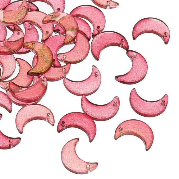 Uxcell 100 Pcs Moon Crescent Beads,  Moon Shaper Glass Loose Spacer, Dark Red/Gold Tone