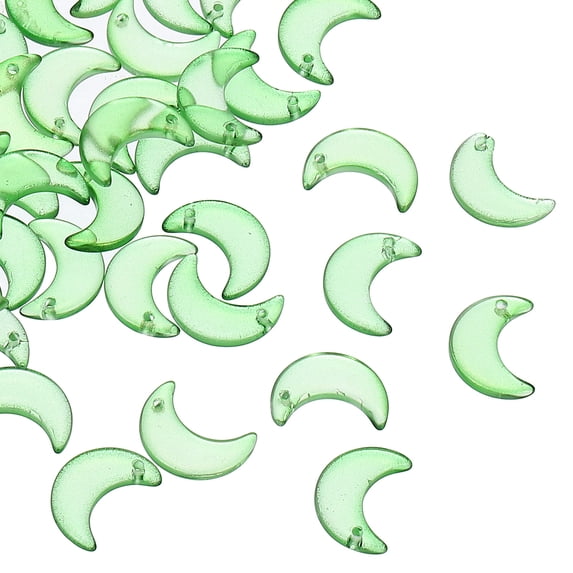 Uxcell 100 Pcs Moon Crescent Beads, Moon Shaper Glass Loose Spacer, Lime/Gold Tone
