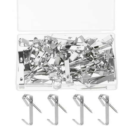 Uxcell 80 Pcs Picture Hangers 30lb Picture Hooks 40 Hangers + 40 Nails Silver