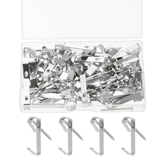 Uxcell 80 Pcs Picture Hangers 30lb Picture Hooks 40 Hangers + 40 Nails Silver