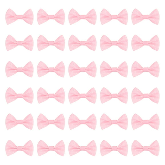 Uxcell 100 Pcs Pink White Dot Polka Dot Ribbon Bow Ties 1.5" x 1" Mini Bowknot for Crafting Little Satin Bows Bulk for DIY Sewing Scrapbooking Wedding Gift Present Home Decoration