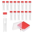 thumbnail image 1 of Uxcell 100 Pcs Plastic Vials, 0.5ml Cryogenic Vials Small Sample Test Tubes Centrifuge Tubes Frozen Container Storage Box with Screw Cap for Low Temperature Storage Laboratory, Red, 1 of 6