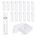 thumbnail image 1 of Uxcell 100 Pcs Plastic Vials, 2ml Cryogenic Vials Small Sample Test Tubes Centrifuge Tubes Frozen Container Storage Box with Screw Cap for Low Temperature Storage Laboratory, White, 1 of 6