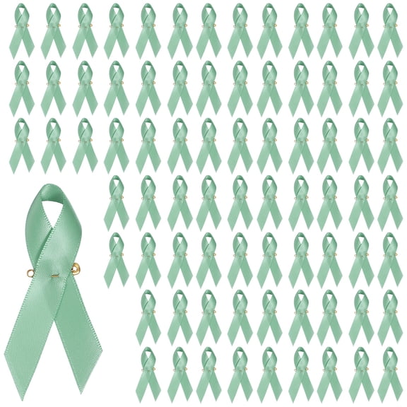 Uxcell 100 Pcs Polyester Ribbon Satin Pins, Satin Ribbon with Safety Pins for Charity Public Social Event Party Clothing Decoration Anniversary, Celadon