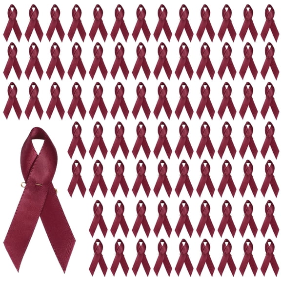 Uxcell 100 Pcs Polyester Ribbon Satin Pins, Satin Ribbon with Safety Pins for Charity Public Social Event Party Clothing Decoration Anniversary, Red