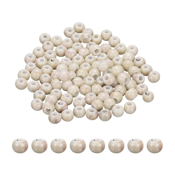 Uxcell 100 Pcs Porcelain Beads, 6 mm Round Ceramic Handmade Spacer Loose Beads for Bracelet Necklace Earring Jewelry Making DIY Crafts, Glaze Change White