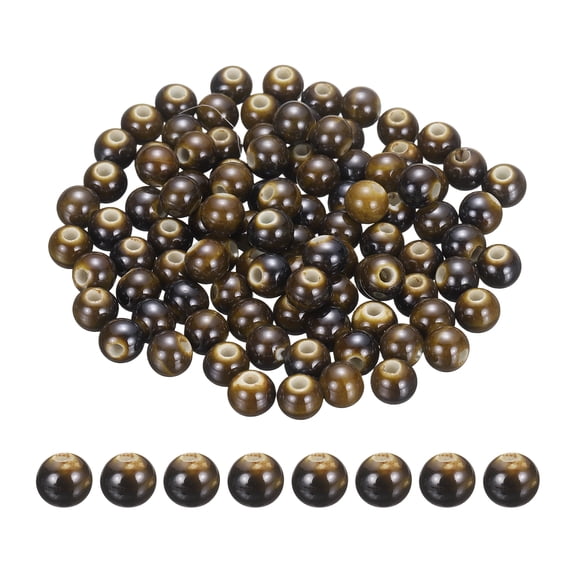 Uxcell 100 Pcs Porcelain Beads, 8 mm Round Ceramic Handmade Spacer Loose Beads for Bracelet Necklace Earring Jewelry Making DIY Crafts, Coffee