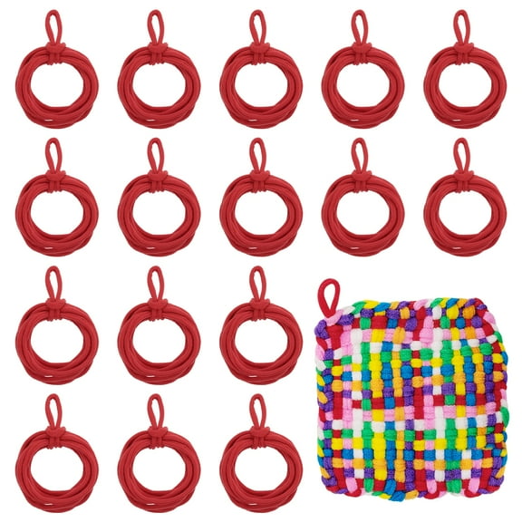 Uxcell 100 Pcs Potholder Loom Refill Loops, Elastic Potholder Weaving Refill Loops Knitting Kit Supplies in Rainbow Colors for Girls DIY Crafts 7" Weaving Loom, Red