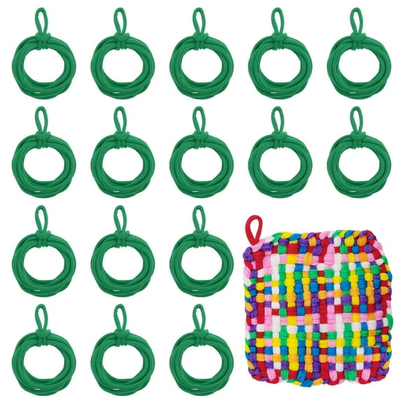 Uxcell 100 Pcs Potholder Loom Refill Loops, Elastic Potholder Weaving Refill Loops Knitting Kit Supplies in Rainbow Colors for Girls DIY Crafts 7" Weaving Loom, Green