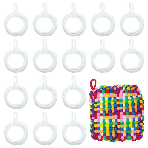 Uxcell 100 Pcs Potholder Loom Refill Loops, Elastic Potholder Weaving Refill Loops Knitting Kit Supplies in Rainbow Colors for Girls DIY Crafts 7" Weaving Loom, White