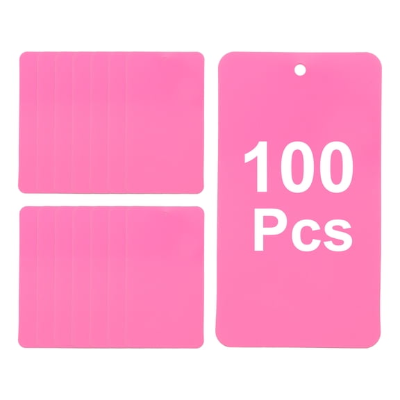 100Pcs Pink Plastic Shipping Tags, 3.5" x 2" Waterproof Labeling Tags Perforated for Luggage, Garage, Inventory Tag