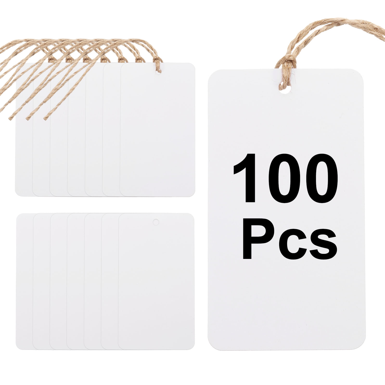 100Pcs White Plastic Shipping Tags, 3.5
