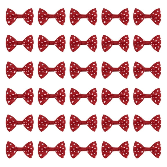 Uxcell 100 Pcs Red White Dot Polka Dot Ribbon Bow Ties 1.5" x 1" Mini Bowknot for Crafting Little Satin Bows Bulk for DIY Sewing Scrapbooking Wedding Gift Present Home Decoration
