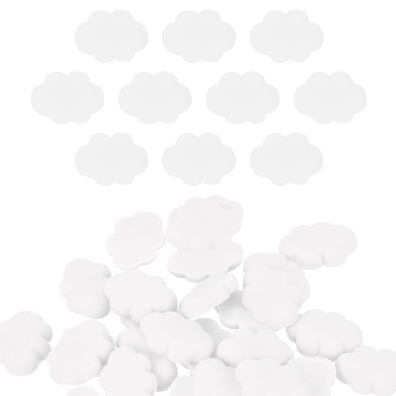 Uxcell 100 Pcs Resin Cabochon Flatback Cloud, Cloud Shape Embellishments Lovely Clouds Charm, White