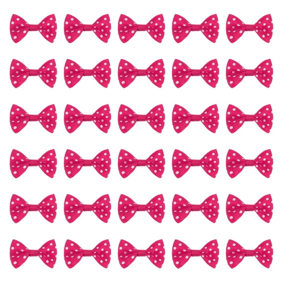 Uxcell 100 Pcs Rose Red White Dot Polka Dot Ribbon Bow Ties 1.5" x 1" Mini Bowknot for Crafting Little Satin Bows Bulk for DIY Sewing Scrapbooking Wedding Gift Present Home Decoration