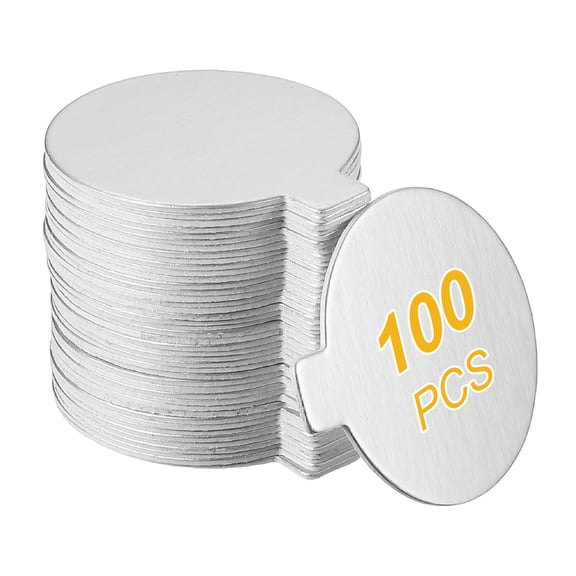Uxcell 100 Pcs Round Cake Board with Tab, 1.97 Inch Round Cupcake Base Small Cake Plates for Dessert Cupcake Display Parties Weddings Birthdays, Silver Tone