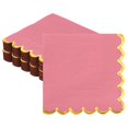 thumbnail image 1 of Uxcell 100 Pcs Scalloped Cocktail Napkins with Gold Foil Edges, 5 x 5 Inch Disposable Scalloped Paper Napkins for Wedding Engagement Anniversary Party Tableware Decorations, Dark Pink, 1 of 7