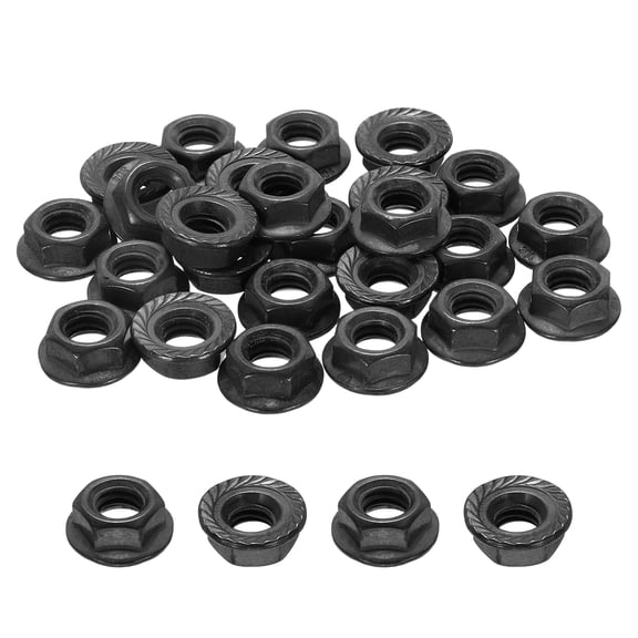 Uxcell 100 Pcs Serrated Flange Hex Nuts - [5/16"-18-UNC] 304 Stainless Steel Black Oxide, Flange Nuts Hexagon for Machinery Industrial Home Lawn