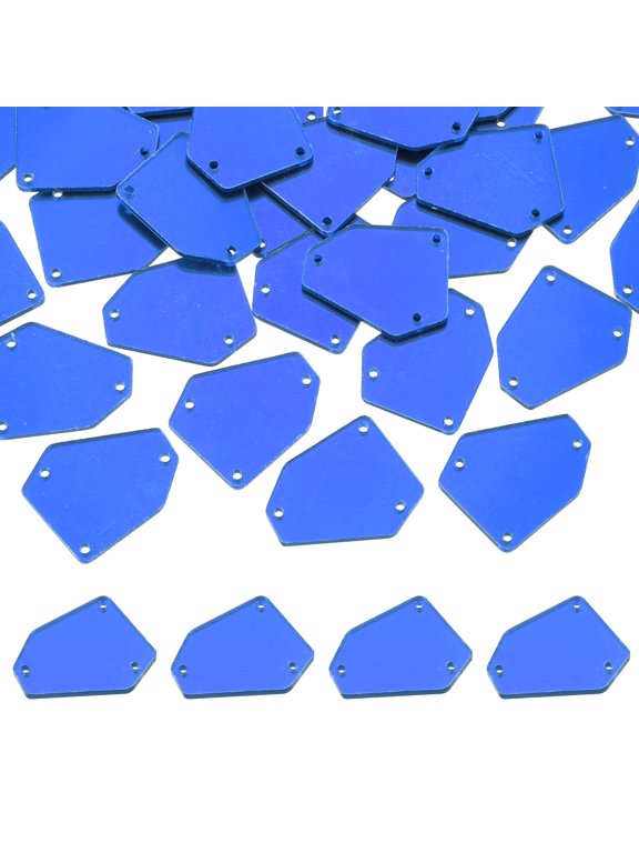 100 Pcs Sew on Acrylic Irregular Crystal Mirror Pieces with Holes Mirror Rhinestones Diamond Beads for DIY Dance Party Wedding Dress Clothing Bags Shoes Decoration, Dark Blue