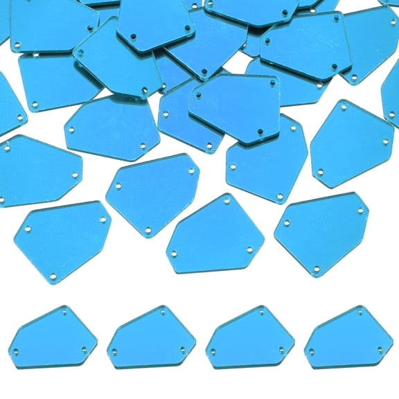 Uxcell 100 Pcs Sew on Acrylic Irregular Crystal Mirror Pieces with Holes Mirror Rhinestones Diamond Beads for DIY Dance Party Wedding Dress Clothing Bags Shoes Decoration, Navy Blue