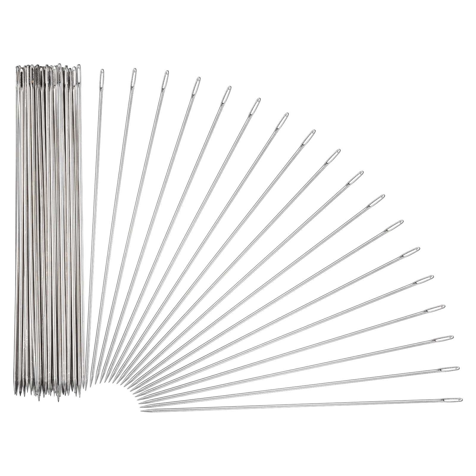 Uxcell 100 Pcs Sewing Needles 0.06 x 6 Inch Stainless Steel Big Eye Embroidery Thread Beading Leather Needle Upholstery Hand Sewing Awl for Art Craft Stitching Home Repair, Silver