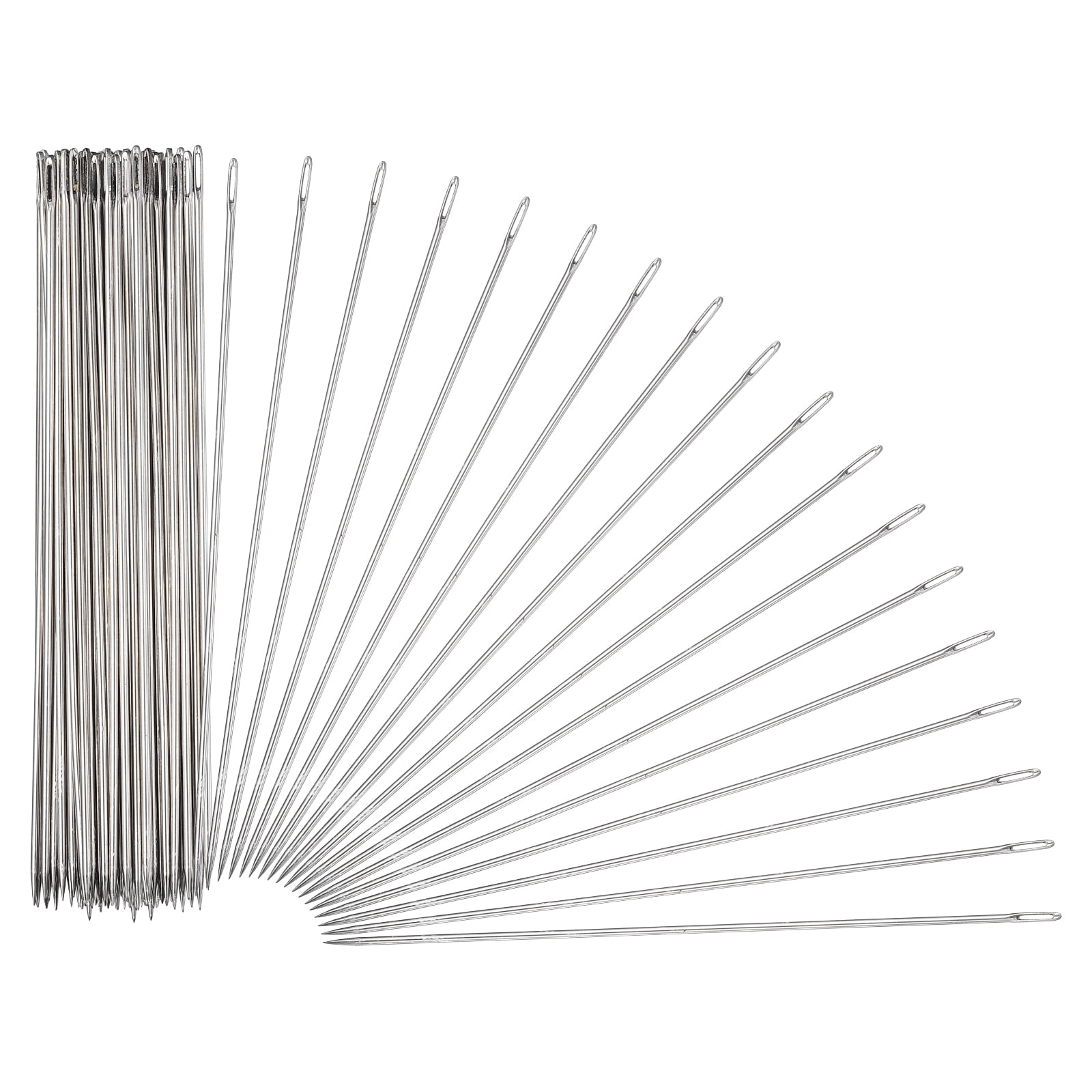 Uxcell 100 Pcs Sewing Needles 0.07 x 6 Inch Stainless Steel Big Eye Embroidery Thread Beading Leather Needle Upholstery Hand Sewing Awl for Art Craft Stitching Home Repair, Silver