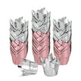 thumbnail image 1 of Uxcell 100 Pcs Tulip Cupcake Liners, Muffins Liners Aluminum Foil Cupcake Wrappers Baking Cups Muffins Liners for Wedding Birthday Party Supplies, Rose Gold/Silver, 1 of 7