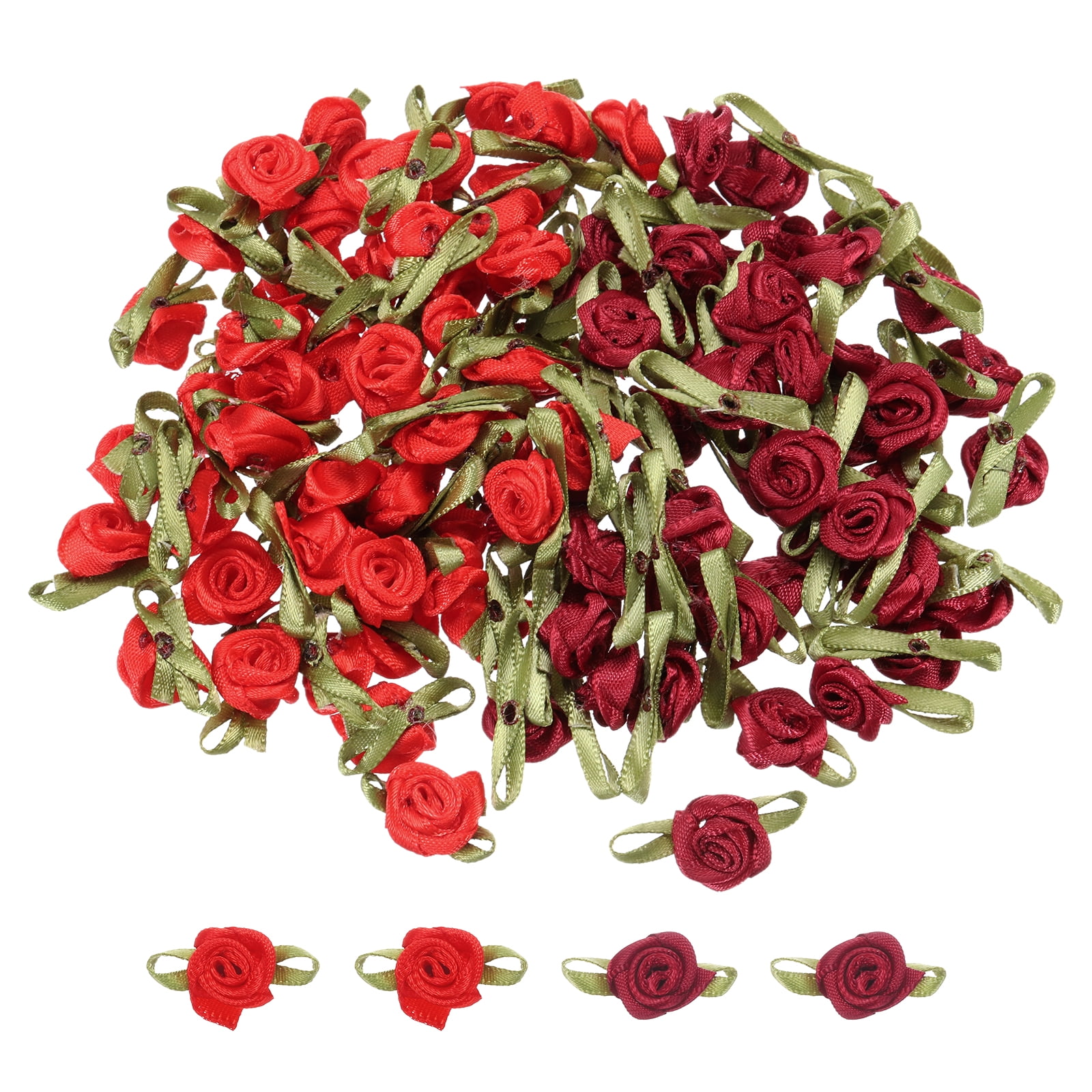 Red Ribbion Roses Uxcell 100 Pcs Wine Red/Red Ribbon Roses 5/8