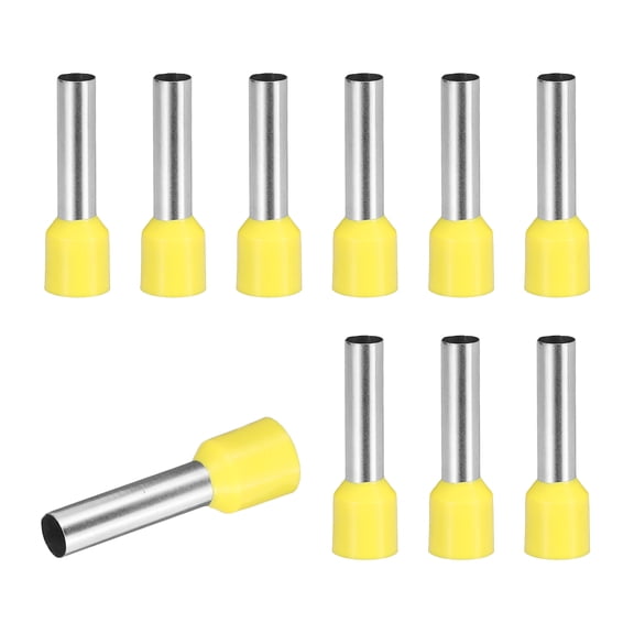 Uxcell 100 Pcs Wire Ferrule Connectors VE10-18 - 7AWG Crimp Copper Ferrules Terminals Connector Insulated Cord End Terminal for Electrical Projects Industrial Chemical Industry, Yellow