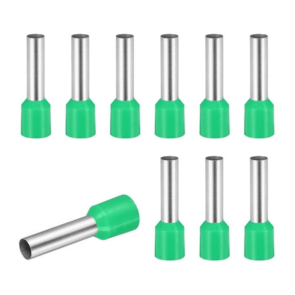 Uxcell 100 Pcs Wire Ferrule Connectors VE10-18 - 7AWG Crimp Copper Ferrules Terminals Connector Insulated Cord End Terminal for Electrical Projects Industrial Chemical Industry, Green
