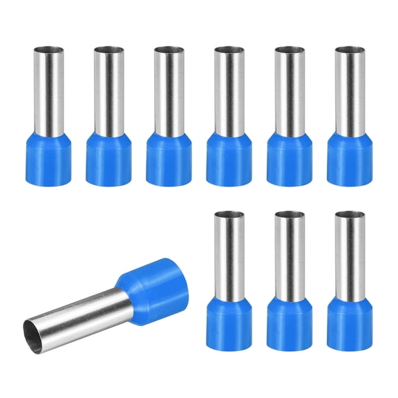 Uxcell 100 Pcs Wire Ferrule Connectors VE16-18 - 5AWG Crimp Copper Ferrules Terminals Connector Insulated Cord End Terminal for Electrical Projects Industrial Chemical Industry, Blue