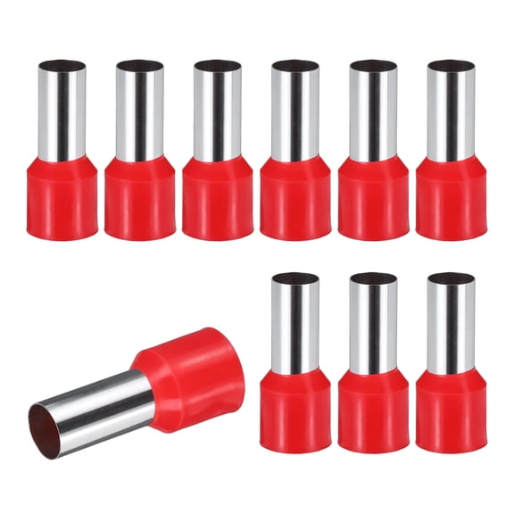 Uxcell 100 Pcs Wire Ferrule Connectors VE25-16 - 4AWG Crimp Copper Ferrules Terminals Connector Insulated Cord End Terminal for Electrical Projects Industrial Chemical Industry, Red
