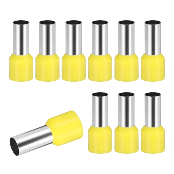 Uxcell 100 Pcs Wire Ferrule Connectors VE25-16 - 4AWG Crimp Copper Ferrules Terminals Connector Insulated Cord End Terminal for Electrical Projects Industrial Chemical Industry, Yellow