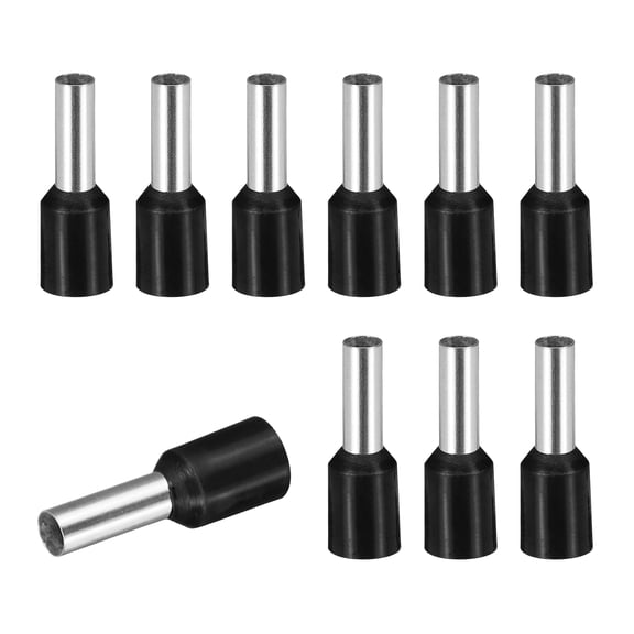 Uxcell 100 Pcs Wire Ferrule Connectors VE4009 - 12AWG Crimp Copper Ferrules Terminals Connector Insulated Cord End Terminal for Electrical Projects Industrial Chemical Industry, Black