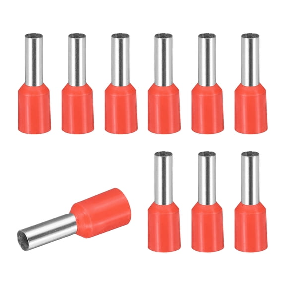 Uxcell 100 Pcs Wire Ferrule Connectors VE4009 - 12AWG Crimp Copper Ferrules Terminals Connector Insulated Cord End Terminal for Electrical Projects Industrial Chemical Industry, Red