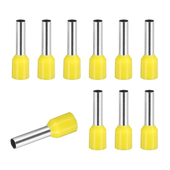 Uxcell 100 Pcs Wire Ferrule Connectors VE4012 - 12AWG Crimp Copper Ferrules Terminals Connector Insulated Cord End Terminal for Electrical Projects Industrial Chemical Industry, Yellow