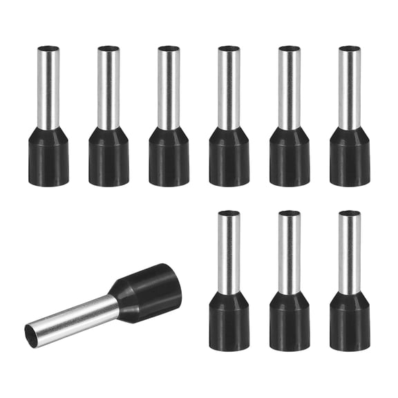 Uxcell 100 Pcs Wire Ferrule Connectors VE4012 - 12AWG Crimp Copper Ferrules Terminals Connector Insulated Cord End Terminal for Electrical Projects Industrial Chemical Industry, Black